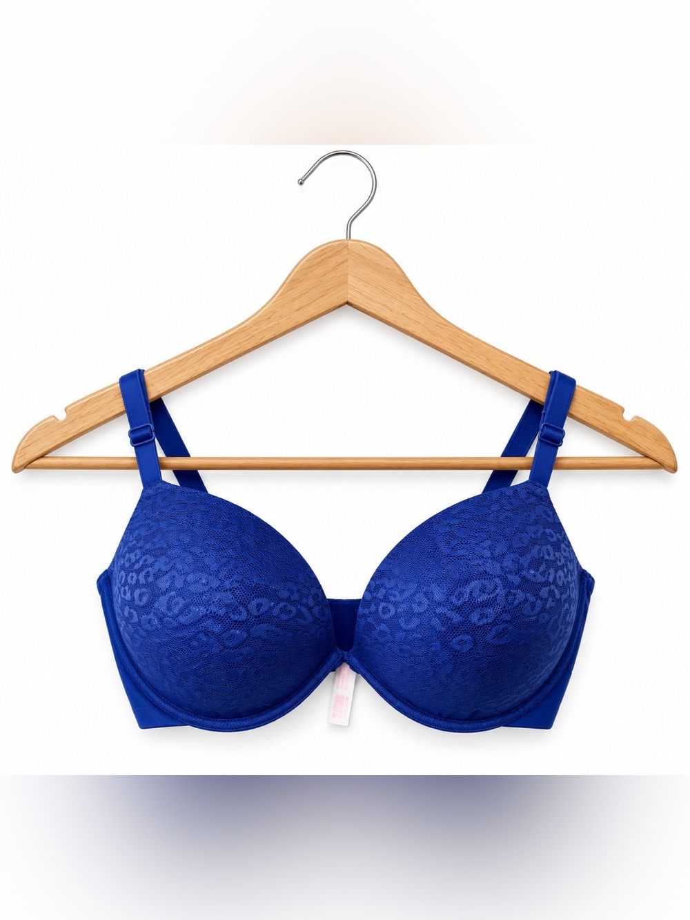 Victoria’s Secret PINK Royal Blue Lace Super Push-Up Bra 34DD Padded Underwire